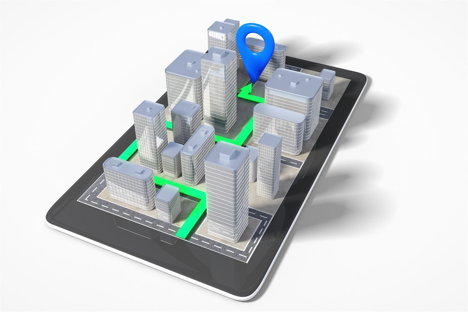Google Ads Sibiu: Ghid Campanii Locale fără Risipă 3 Concept de navigație locală 3D pe telefon pentru căutări din zonă | GetVizual