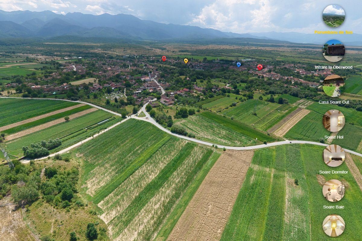 Panoramă aeriană 360° din turul virtual Oberwood, produsă in-house de GetVizual | GetVizual